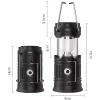 Solar Camping LED Laterne, Taschenlampe mit Powerbank-Funktion | Schwarz | HWL-001-EU