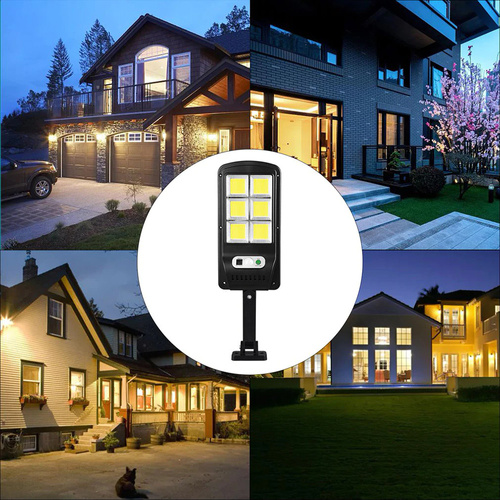 Solar-Gartenlampe mit LED, Bewegungs- und Dämmerungssensor IP65 | 120 LED-COB-Lampen | IR-Fernbedienung | LD-120COB-6S