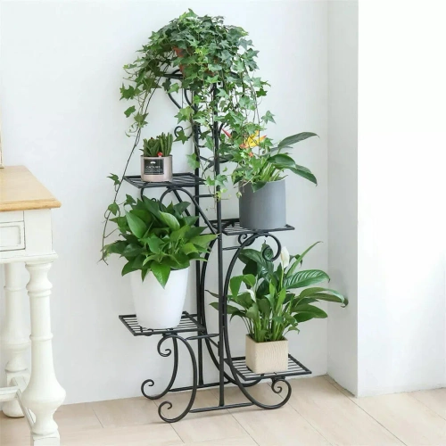 Blumenständer aus Metall | Blumenregal | Schwarz | MF-S05-BLACK