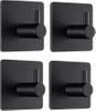 Schwarzer Kleiderhaken für Kleidung, Geschirrtücher, Handtücher | Selbstklebende Halterung für Küchenzubehör | BXG-4PCS-SCHWARZ