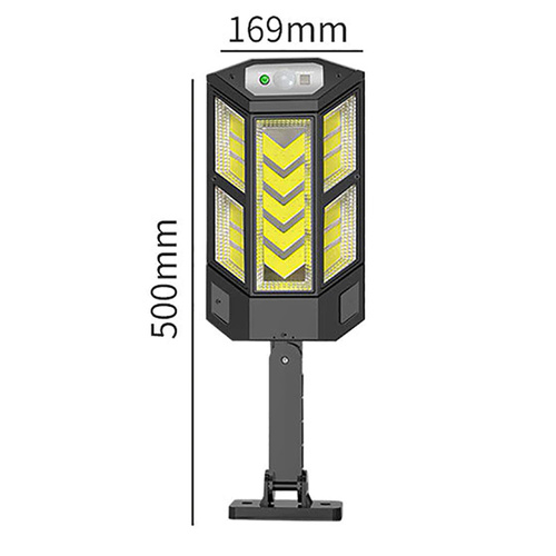 Solar-Gartenlampe mit LED, Bewegungs- und Dämmerungssensor in Größe L | IP65 | 249 LED-COB-Leuchten | IR-Fernbedienung | LD-05-L