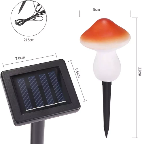 Garten Solar-LED-Lampe Pilze 3 Stück | 22 cm, 600 mAh | FLD-19-W