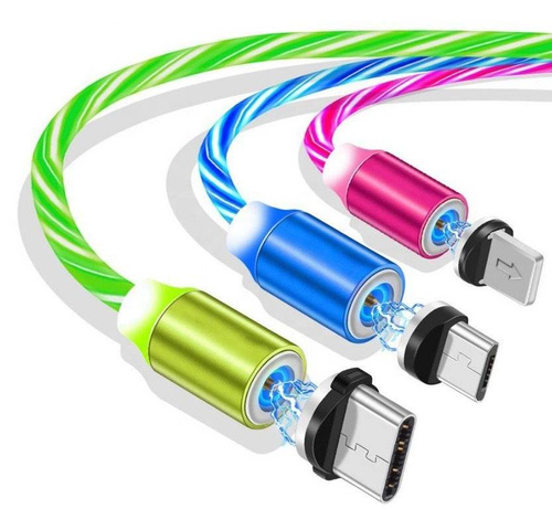 3-in-1 2M | Leuchtendes magnetisches Ladekabel für Telefon mit 3 Anschlüssen | AM67