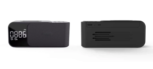 FM-Radio mit Wecker und kabellosem Ladegerät | Multifunktionswecker mit Bluetooth | WD-500-BK