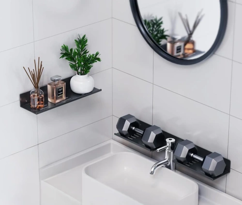 Schwarzes Regal für die Dusche 60cm | Hängeregal | BDS-L60CM-B | Metallregal für das Badezimmer
