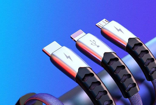 3-in-1 verstärktes USB-Kabel für Telefon - Micro USB, Type-C, Lightning (iPhone) | UC-009