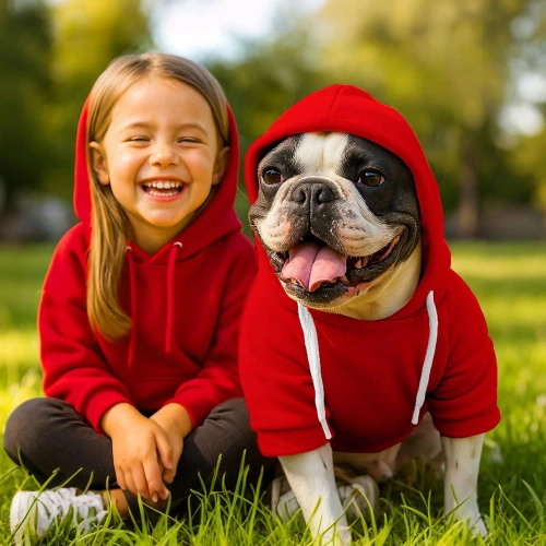 Hundepullover mit Kapuze für Hund und Katze | Größe S | rot | PET-015S-RED