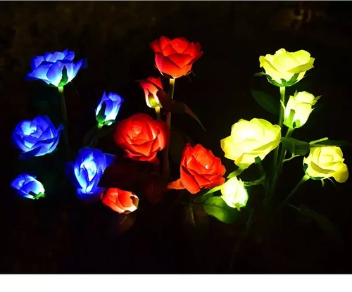 Solarblume | Solar-LED-Gartenlampe Gelbe Rosen | 74 cm, 600 mAh | FLD-35-GELB