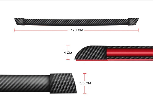 LED-Bremslicht für Spoiler hinten am Fahrzeug | Länge 120 cm | Carbon-Optik, selbstklebendes Band