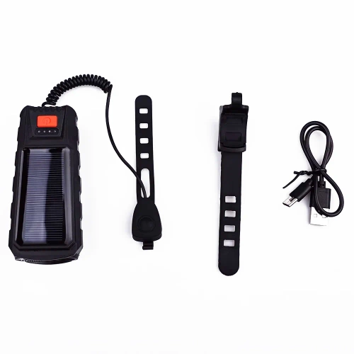 Solar Fahrradlicht mit Hupe 130 dB | LED-Beleuchtung 400 lm | Wasserdichtes Fahrradlicht | QX-LY-17-2 