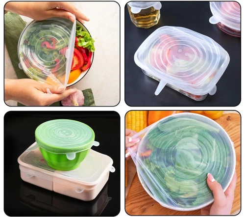 Universale Silikon-Abdeckungen | Set elastischer Deckel, 6 Stück | blau | FLR-6PCS-BLUE