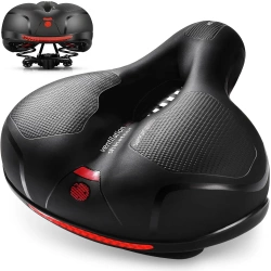 Fahrradsattel | belüftete, stoßdämpfende Konstruktion, Reflektoren | schwarz | JC-011-BLACK