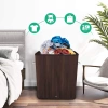 Brauner Wäschekorb | Bambus-Spielzeugbehälter | Holzwäschekorb | Zwei-Kammer-Wäschekorb für das Badezimmer | ZYL-100L-DABR