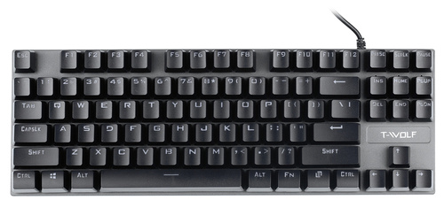 Gaming-Tastatur mit mechanischen Tasten und RGB-LED-Hintergrundbeleuchtung, TKL, blaue Schalter | T18