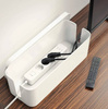 Kabelbox Organizer mit Handyhalterung | Aufbewahrungsbox für Steckdosenleisten und Kabel | weiß | JB2318
