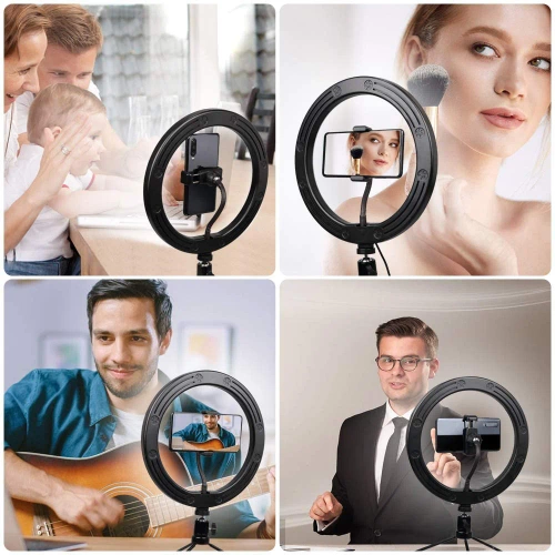 Ringlicht Set | 32 cm mit 210 cm Stativ | professionelle Beleuchtung für Streaming oder Make-up
