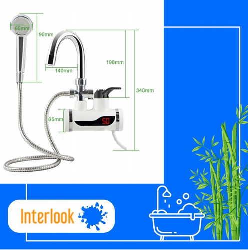 Elektrischer Duschbrausekopf mit Heizfunktion | einstellbarer Auslauf | Durchlauferhitzer mit Handbrause | Weiß | RX-018-WHITE