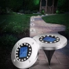 Solar Bodenleuchte, Gartenleuchte, Einbaustrahler | 16 LED | Edelstahl | ⌀ 11,5cm | YNG-16LED-WC