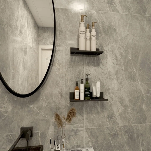 Badezimmer Wandregal aus Metall | 80 cm | schwarz | BDS-L80CM-B