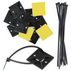 Set von 10 Kabel- und Drahtorganisatoren | Kabelbinder und Basis mit Schaumband | Schwarz | KZ-D06-40MM