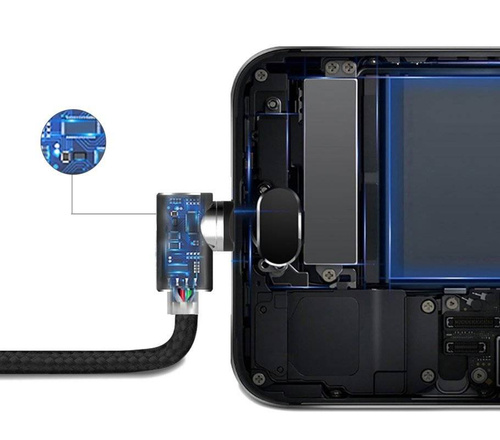 Magnetisches Ladekabel 3-in-1 | 1 m | Winkelstecker | 3 Adapter – Micro-USB, USB Typ-C, Lightning | Quick Charge 3.0 | AM51