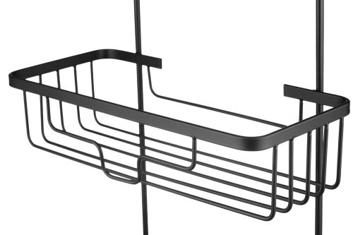 Metallregal für das Badezimmer | Schwarzes Duschregal für die Glastür der Kabine | MJ2568-SCHWARZ