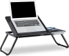 Klappbarer Laptoptisch mit verstellbarem Neigungswinkel | Funktionstisch mit Zusatzplatte | Mobiler Bettständer | LFD-5532-BK