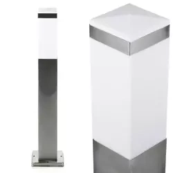 Gartenstandlampe, quadratischer Pfosten für E27-Glühlampe | 230V Stromversorgung, Edelstahl | Inox, 65cm | LLF-65CM