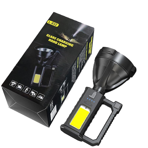 Multifunktions-LED-Taschenlampe mit Suchscheinwerfer, integriertem Akku und universellem Ständer | 1000lm, 4 Leuchtmodi, bis zu 8 Stunden | TL-832-SCHWARZ