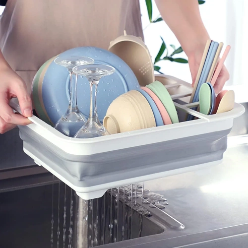 Geschirrabtropfgestell | klappbarer Abtropfständer für Camping | grau | XEP-364-GREY