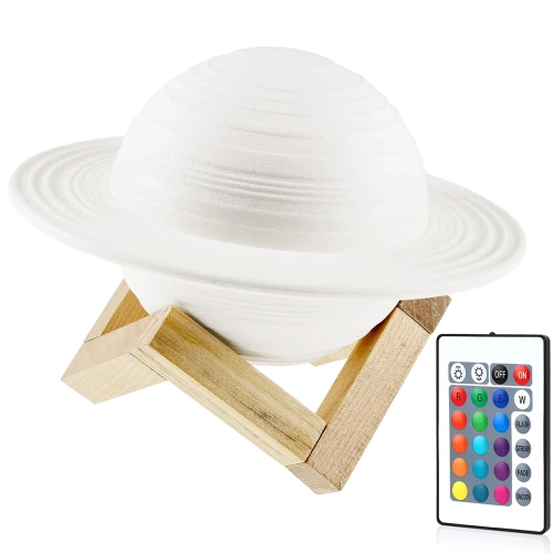 Tischlampe in Form von Saturn | Nachtlicht mit RGB-Fernbedienung | Farbwechselnde Kinderlampe | XK-D13