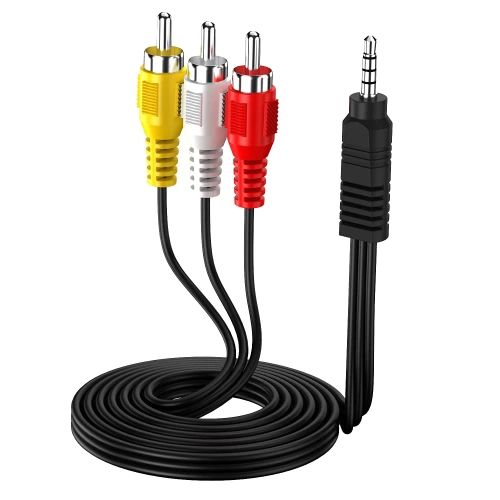  Audio-Video-Kabel Miniklinke 3,5 mm TRRS | 3× Cinch 1,5 m – AV-Kabel für TV, Beamer, Heimkino | AV-C1.5M-B