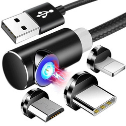 3-in-1 2M | Magnetisches Winkelkabel | 3 Anschlüsse - Micro, Type-C und Lightning | Quick Charge 3.0 | AM51