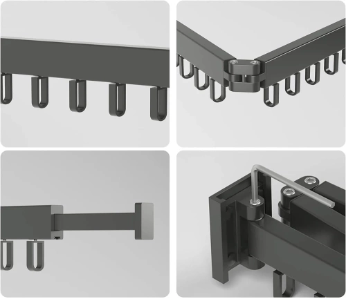 Kleiderständer klappbar | Wandmontage, ausziehbar, mit Haken | grau | LYJ-D60-GREY