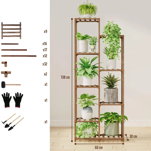 Holz-Pflanzenregal | Pflanzenständer für Blumentöpfe | Blumenregal | NZ252-BAMBOO