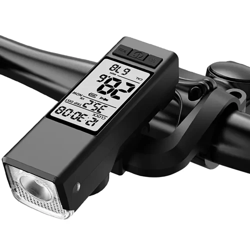  3-in-1 LED Fahrradlicht 450 lm | Computer zur Messung von Geschwindigkeit, Distanz und Zeit | Starke Beleuchtung mit Tonsignal | MBLBD-3201