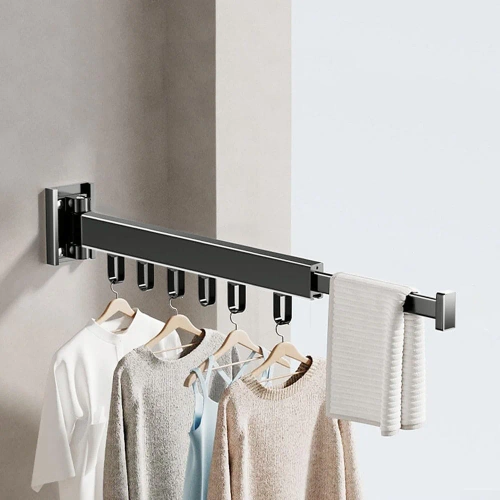 Kleiderständer klappbar | Wandmontage, ausziehbar, mit Haken | grau | LYJ-S30-GREY