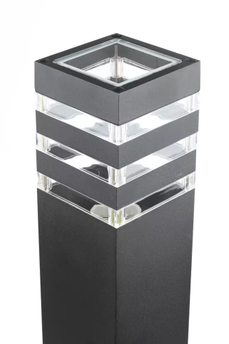 Gartenstandleuchte, quadratischer Aluminiummast, matt schwarz 90cm | 230V Stromversorgung, E27 Fassung | LLS-90CM