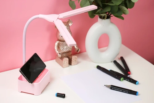 Kinder-Schreibtischlampe | LED-Lampe mit Organizer und Handyhalterung | Schreibtischlampe mit Farbwechselmöglichkeit | TDL-126-PINK