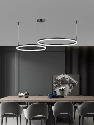 Zweiteilige moderne Pendelleuchte | LED | Schwarz | RLK-C02-50W-B