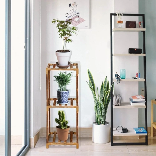 Pflanzenregal aus Holz | Blumenständer für Blumentöpfe | Pflanzenständer | NZ237-BAMBOO