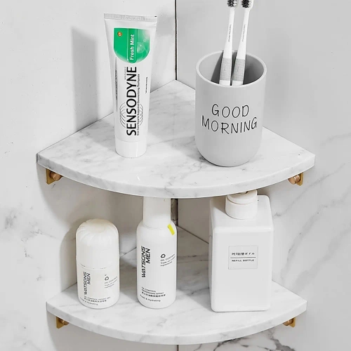 Eckregal Badezimmer | Marmor Kosmetikregal | TBD-211-WEISS
