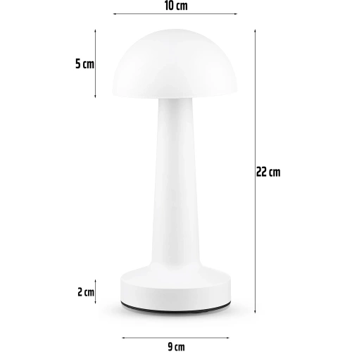 Kabellose Tischlampe | Berührungsempfindliche Nachtlichtlampe mit einstellbarer Lichtfarbe | Pilz-USB-Lampe | HJA11-WEISS