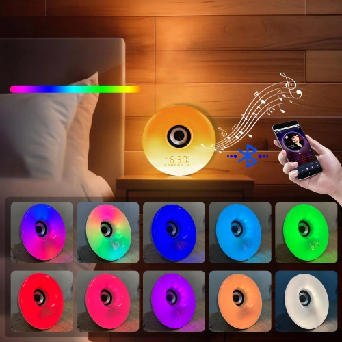 LED-Wecker mit Lichtfunktion | Sonnenaufgangssimulation, FM-Radio, Bluetooth | MCAC-01