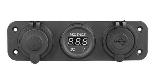Kfz-Schaltpanel 3-in-1 | 12 V / 24 V | Steuerpanel mit Schaltern 12 V | USB-Zigarettenanzünder-Verteiler | Voltmeter