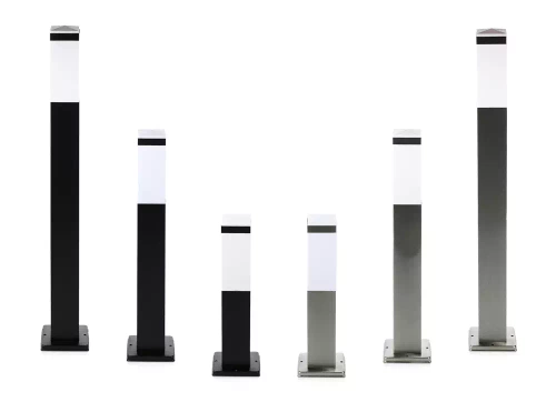 Gartenleuchte stehend, quadratische Säule für E27-Leuchtmittel | 45 cm, 230 V, Edelstahl | schwarz matt | LLF-45CM