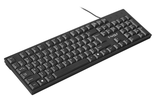 Flache kabelgebundene Tastatur mit Ziffernblock, flache Tasten, für das Büro, leise | T15