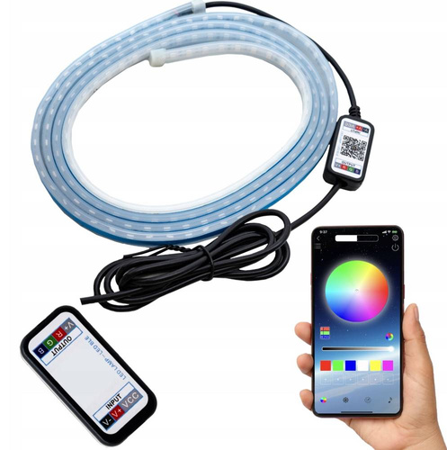 LED-Auto-Innenbeleuchtung | Bluetooth-Steuerung per App | dynamische Beleuchtung für Motorhaube, Türen und Einstiegsleisten | Länge 180 cm | LED-Optiktuning