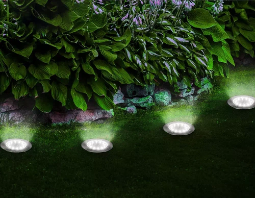 Solar Bodenleuchte, Gartenleuchte, Einbaustrahler | 16 LED | Edelstahl | ⌀ 11,5cm | YNG-16LED-WC