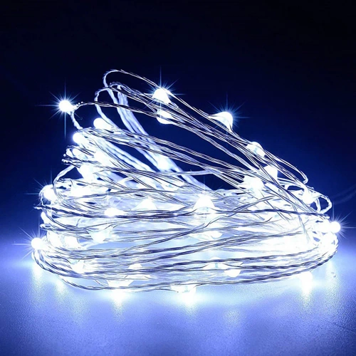 Solar-Girlande, Gartenleuchte zum Einstecken | 100 LED-Lichter, 10m | kaltweiß | FLD-100LED-WC